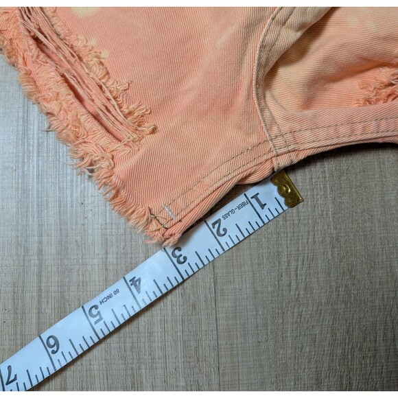 Free People Shorts Size 25 Orange Acid Wash Lace Frayed Distressed Denim - Picture 10 of 10